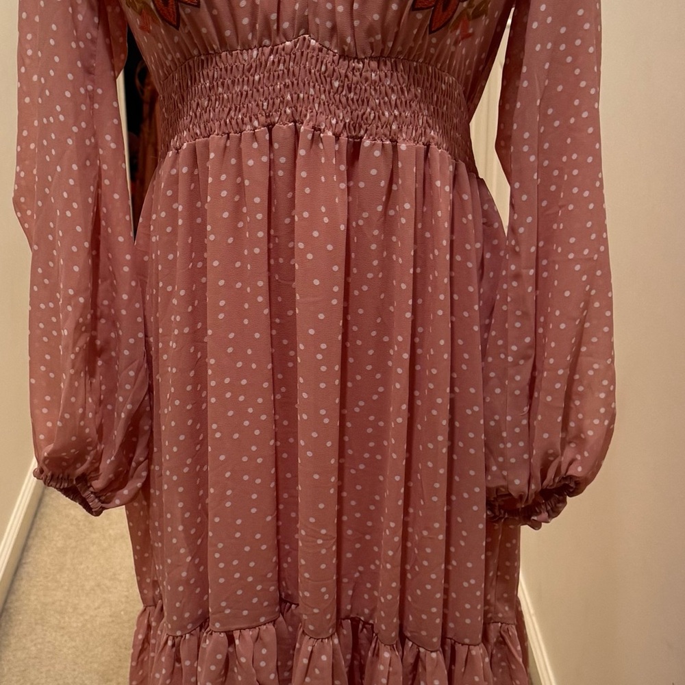 Bohemian Polka Dot Maxi Dress - Rust